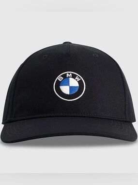 BMW Black Mesh Snapback Cap with White Embroidery_NWT_Authentic